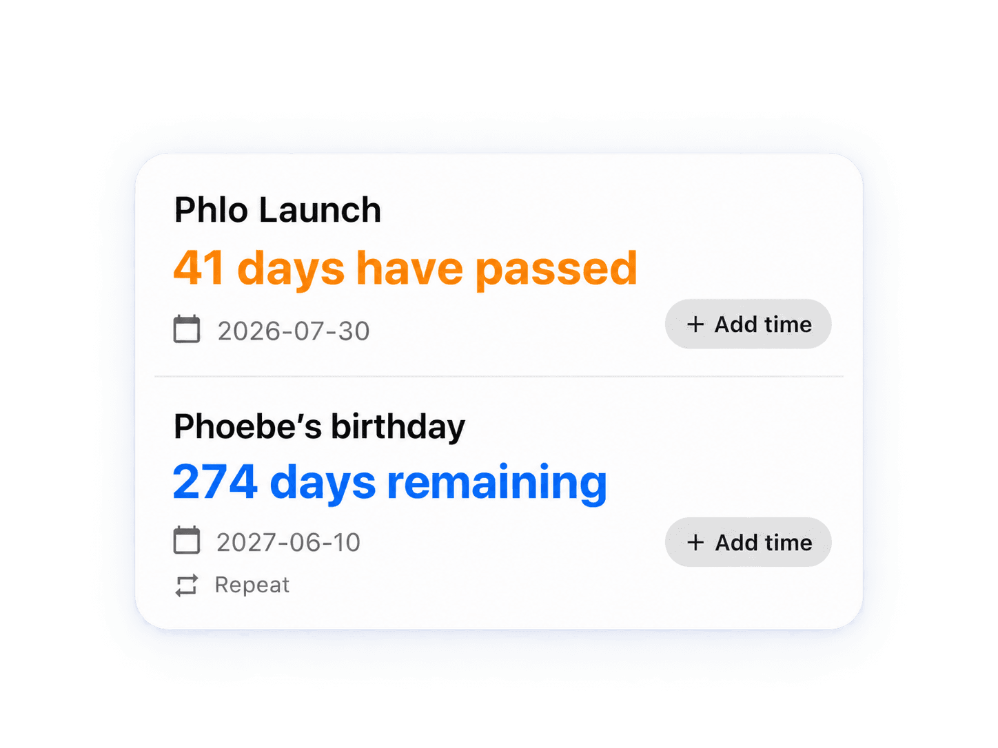 Count down to the big days
