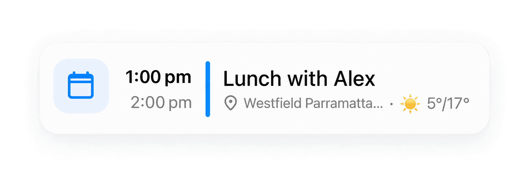 Events with time, place and weather